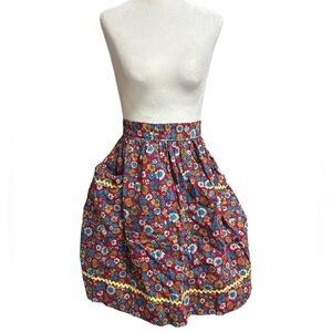 Vintage Apron With Pocket Handmade Red Floral With Pockets
